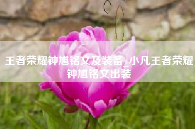 王者荣耀钟馗铭文及装备_小凡王者荣耀钟馗铭文出装
