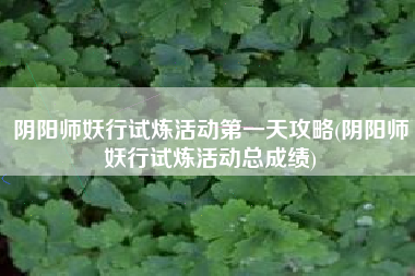 阴阳师妖行试炼活动第一天攻略(阴阳师妖行试炼活动总成绩)