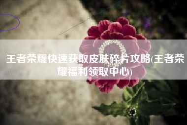 王者荣耀快速获取皮肤碎片攻略(王者荣耀福利领取中心)