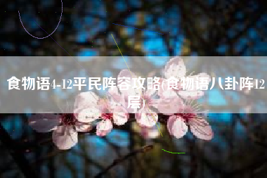食物语4-12平民阵容攻略(食物语八卦阵12层)