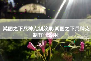 鸿图之下兵种克制效果(鸿图之下兵种克制有什么用)