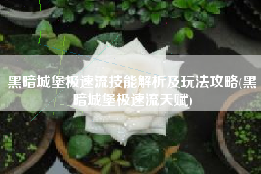 黑暗城堡极速流技能解析及玩法攻略(黑暗城堡极速流天赋)