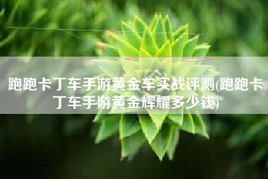 跑跑卡丁车手游黄金车实战评测(跑跑卡丁车手游黄金辉耀多少钱)