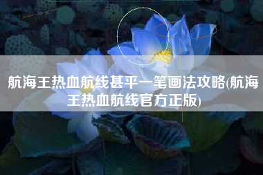 航海王热血航线甚平一笔画法攻略(航海王热血航线官方正版)