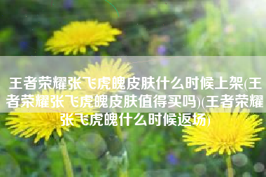 王者荣耀张飞虎魄皮肤什么时候上架(王者荣耀张飞虎魄皮肤值得买吗)(王者荣耀张飞虎魄什么时候返场)