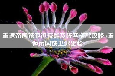 重返帝国铁卫迟技能及阵容搭配攻略 (重返帝国铁卫迟坐骑)