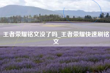 王者荣耀铭文没了吗_王者荣耀快速刷铭文