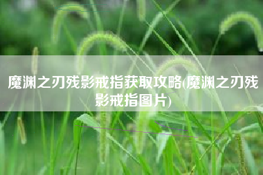 魔渊之刃残影戒指获取攻略(魔渊之刃残影戒指图片)