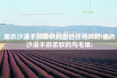 黑色沙漠手游柔软的面包任务攻略(黑色沙漠手游柔软的鸟毛堆)