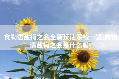 食物语盐梅之会全新玩法系统一览(食物语盐梅之会是什么服)