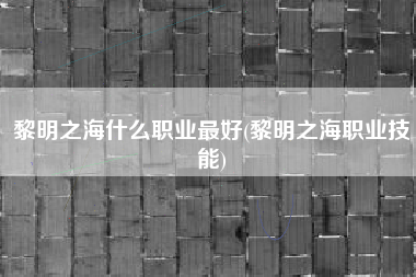 黎明之海什么职业最好(黎明之海职业技能)