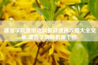 魂器学院推图地狱低战速通攻略大全文章(魂器学院挂机哪个图)