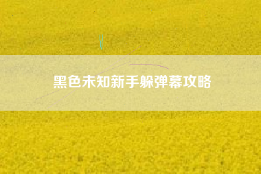 黑色未知新手躲弹幕攻略