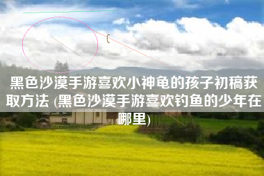 黑色沙漠手游喜欢小神龟的孩子初稿获取方法 (黑色沙漠手游喜欢钓鱼的少年在哪里)