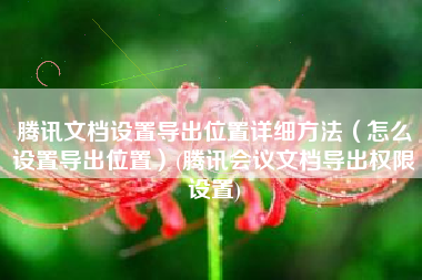 腾讯文档设置导出位置详细方法（怎么设置导出位置）(腾讯会议文档导出权限设置)