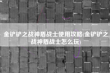 金铲铲之战神盾战士使用攻略(金铲铲之战神盾战士怎么玩)