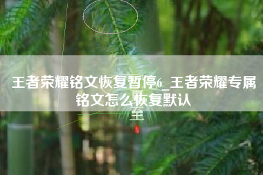 王者荣耀铭文恢复暂停6_王者荣耀专属铭文怎么恢复默认