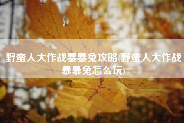 野蛮人大作战暴暴兔攻略(野蛮人大作战暴暴兔怎么玩)
