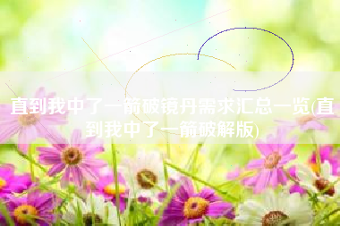 直到我中了一箭破镜丹需求汇总一览(直到我中了一箭破解版)