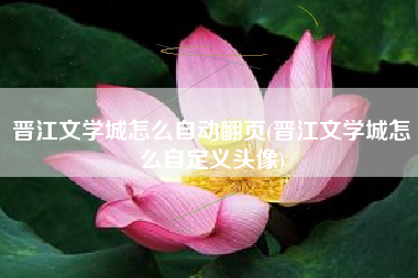 晋江文学城怎么自动翻页(晋江文学城怎么自定义头像)