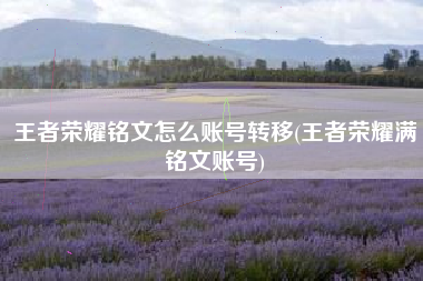 王者荣耀铭文怎么账号转移(王者荣耀满铭文账号)