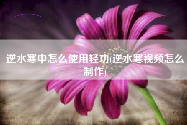逆水寒中怎么使用轻功(逆水寒视频怎么制作)