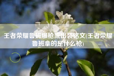 王者荣耀鲁班爆枪流出装铭文(王者荣耀鲁班拿的是什么枪)