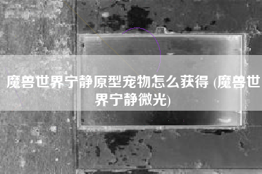 魔兽世界宁静原型宠物怎么获得 (魔兽世界宁静微光)