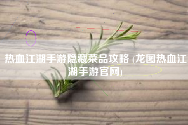 热血江湖手游隐藏菜品攻略 (龙图热血江湖手游官网)