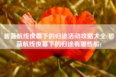 碧蓝航线夜幕下的归途活动攻略大全(碧蓝航线夜幕下的归途有哪些船)