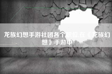 龙族幻想手游社团各个职位,在《龙族幻想》手游中