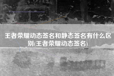 王者荣耀动态签名和静态签名有什么区别(王者荣耀动态签名)
