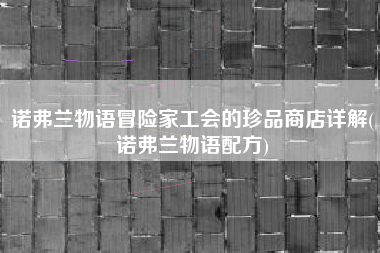 诺弗兰物语冒险家工会的珍品商店详解(诺弗兰物语配方)