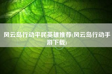 风云岛行动平民英雄推荐(风云岛行动手游下载)