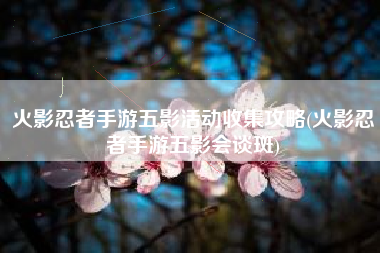 火影忍者手游五影活动收集攻略(火影忍者手游五影会谈斑)