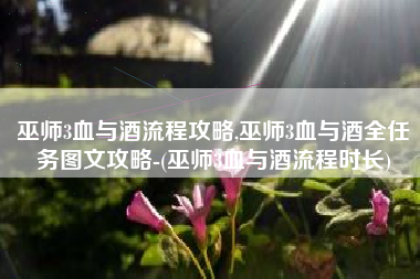 巫师3血与酒流程攻略,巫师3血与酒全任务图文攻略-(巫师3血与酒流程时长)