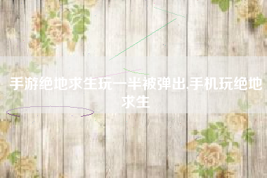 手游绝地求生玩一半被弹出,手机玩绝地求生