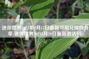 迷你世界2021年9月17日最新可用兑换码分享(迷你世界20218月20日最新激活码)