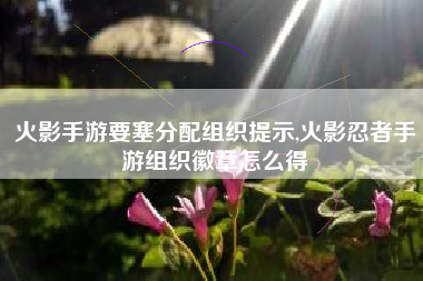 火影手游要塞分配组织提示,火影忍者手游组织徽章怎么得