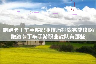 跑跑卡丁车手游职业技巧挑战完成攻略(跑跑卡丁车手游职业战队有哪些)