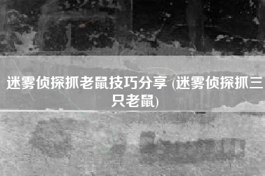 迷雾侦探抓老鼠技巧分享 (迷雾侦探抓三只老鼠)