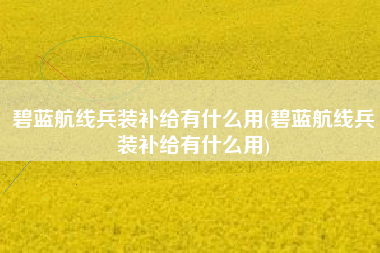 碧蓝航线兵装补给有什么用(碧蓝航线兵装补给有什么用)