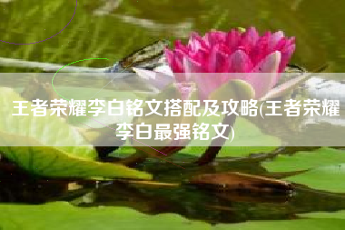 王者荣耀李白铭文搭配及攻略(王者荣耀李白最强铭文)