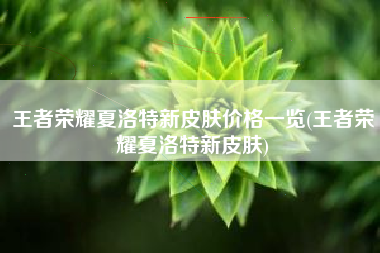 王者荣耀夏洛特新皮肤价格一览(王者荣耀夏洛特新皮肤)