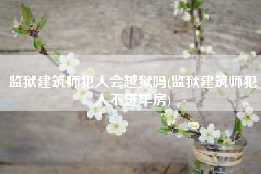 监狱建筑师犯人会越狱吗(监狱建筑师犯人不进牢房)