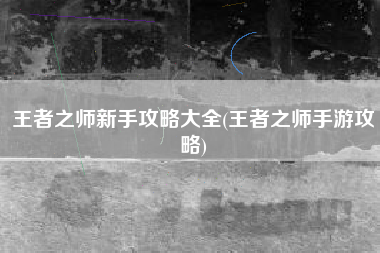 王者之师新手攻略大全(王者之师手游攻略)