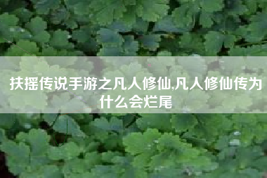 扶摇传说手游之凡人修仙,凡人修仙传为什么会烂尾