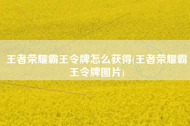 王者荣耀霸王令牌怎么获得(王者荣耀霸王令牌图片)