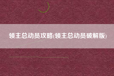 领主总动员攻略(领主总动员破解版)