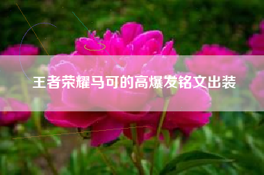 王者荣耀马可的高爆发铭文出装